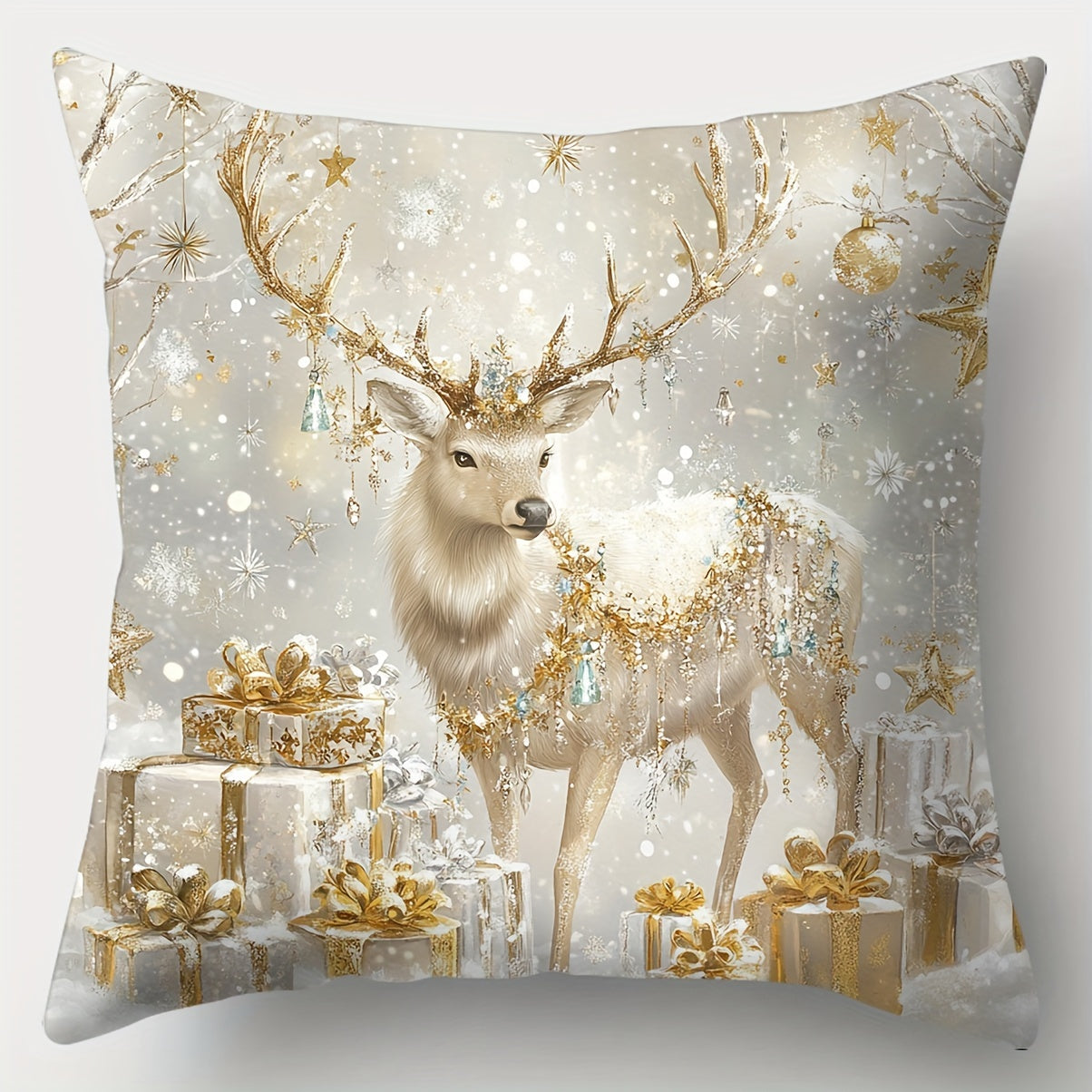 4pcs Christmas Pillowcase Set Snowman Santa Claus Elk Christmas Tree Decorative Pillowcase Suitable for Bedroom and Living Room Sofa Decoration Singlesided Printing without Pillow Core